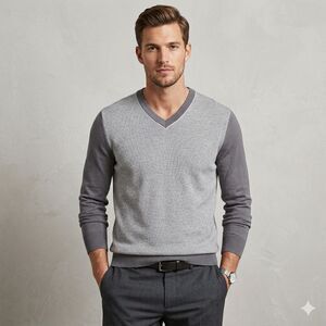 Banana Republic V-Neck Sweater Mens Small Gray Silk Blend Pullover Preppy